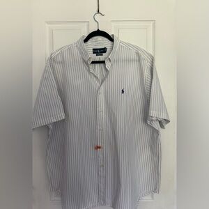 Ralph Lauren White and Blue Casual Button Down Shirt